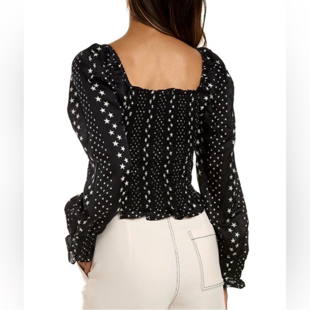 LOVESHACKFANCY Russell stars smocked top puff sleeve black white small pretty - Picture 4 of 10